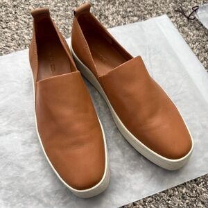 Vince Brown Leather Slip-On Loafers
